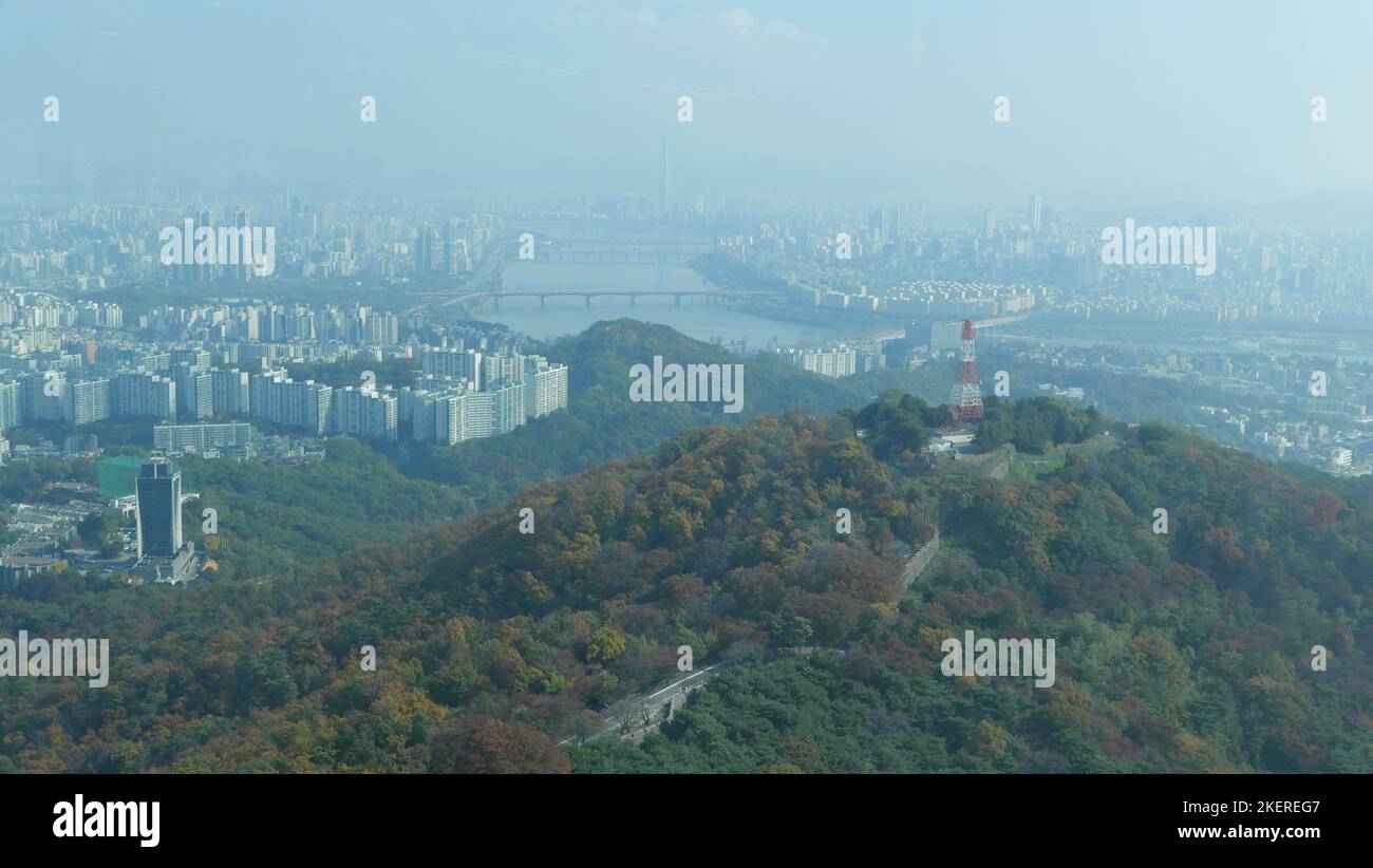 28 October 2022 Seoul, South Korea Aerial view of South Korea in