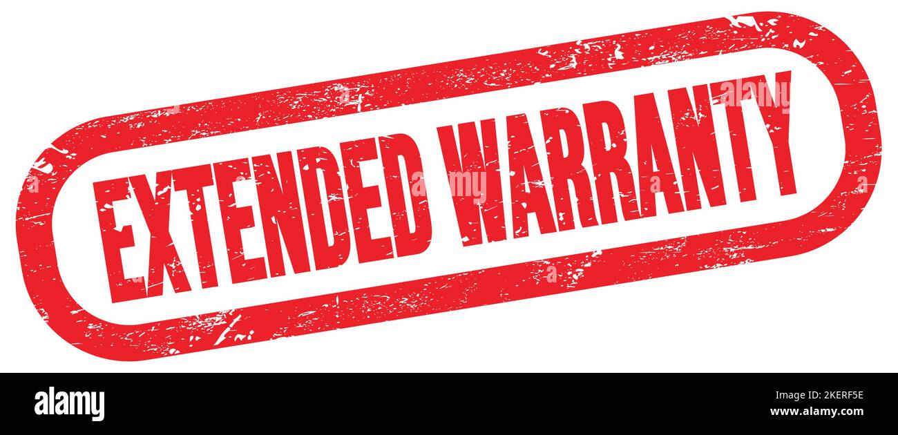 EXTENDED WARRANTY, text on red rectangle stamp sign Stock Photo Alamy