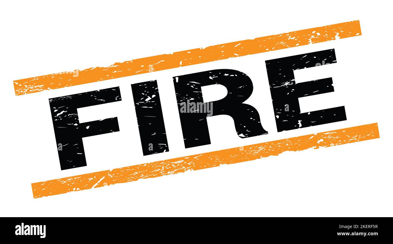 FIRE text written on orange rectangle stamp sign Stock Photo - Alamy