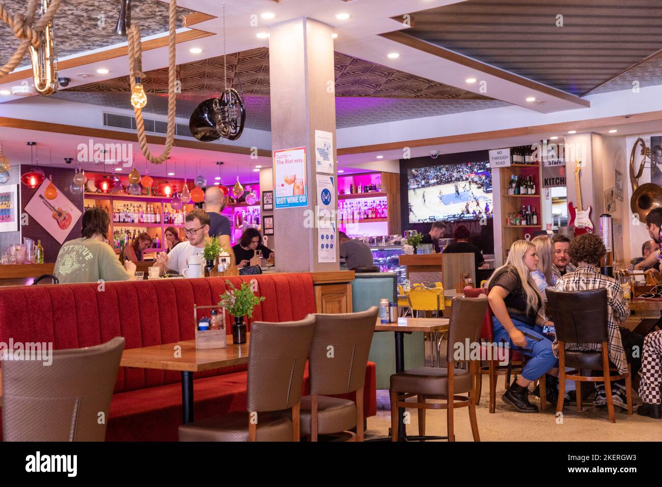 St Kilda Melbourne, interior of the Abbey Road music, restaurant and bar venue in St Kilda,Victoria,Australia Stock Photo