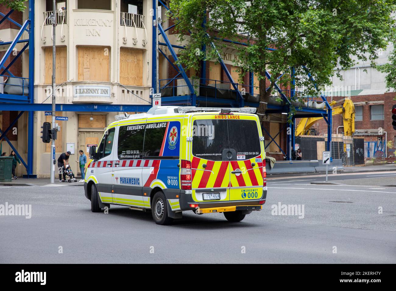 Paramedic ambulance for patient transfers in Melbourne city centre
