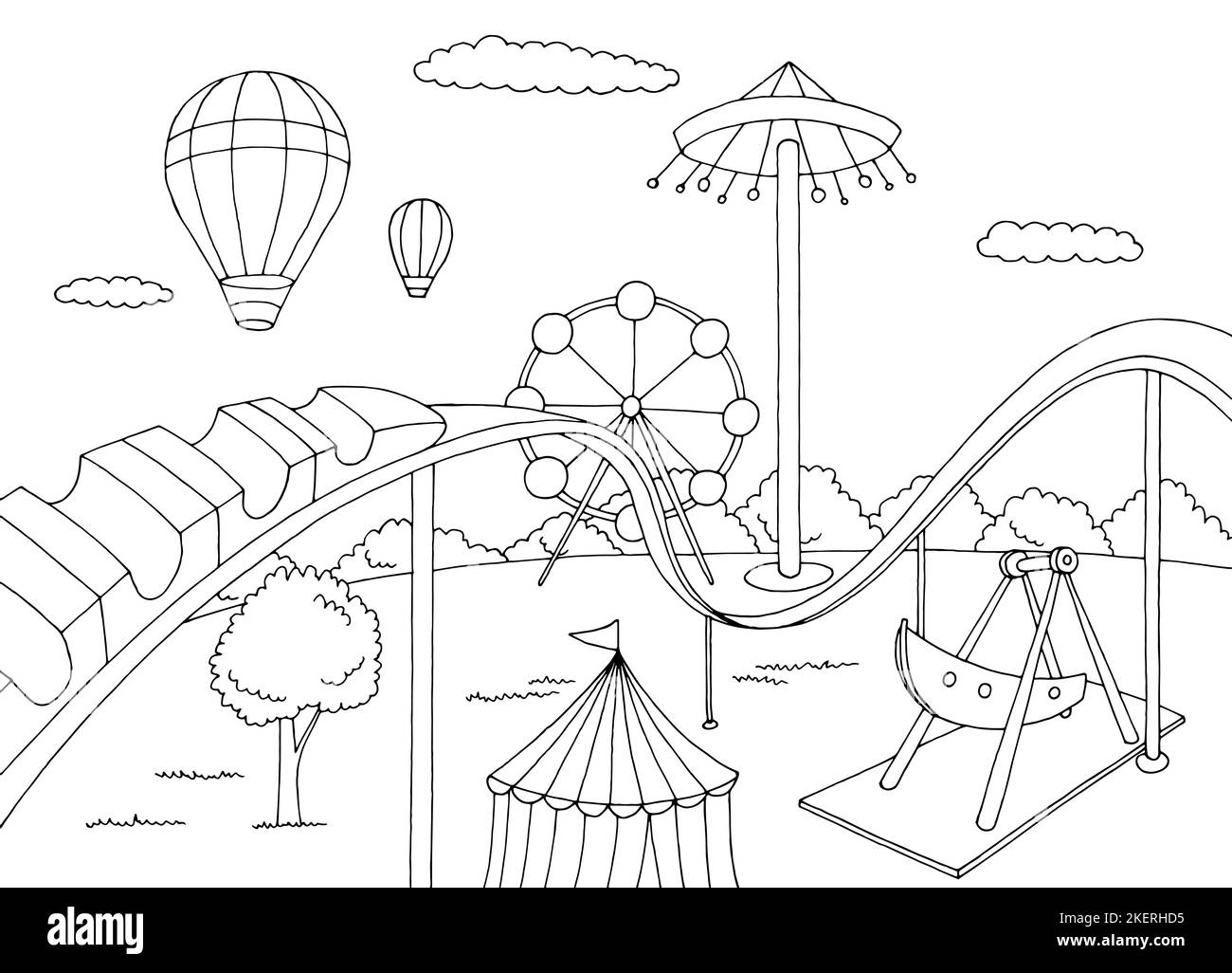 Roller Coaster Clipart Black And White