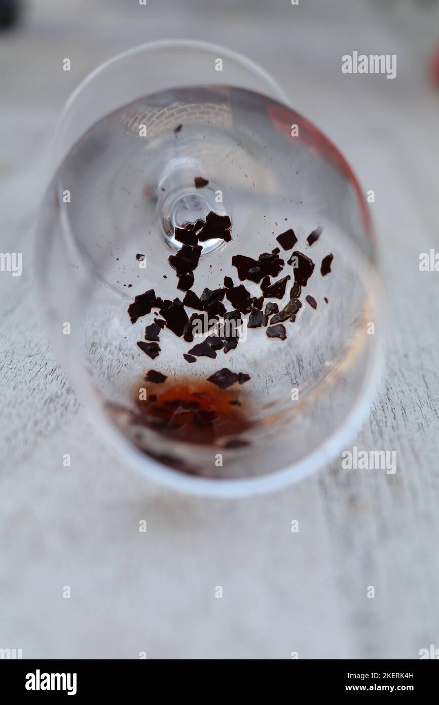 red wine sediments in an empty glass Stock Photo Alamy