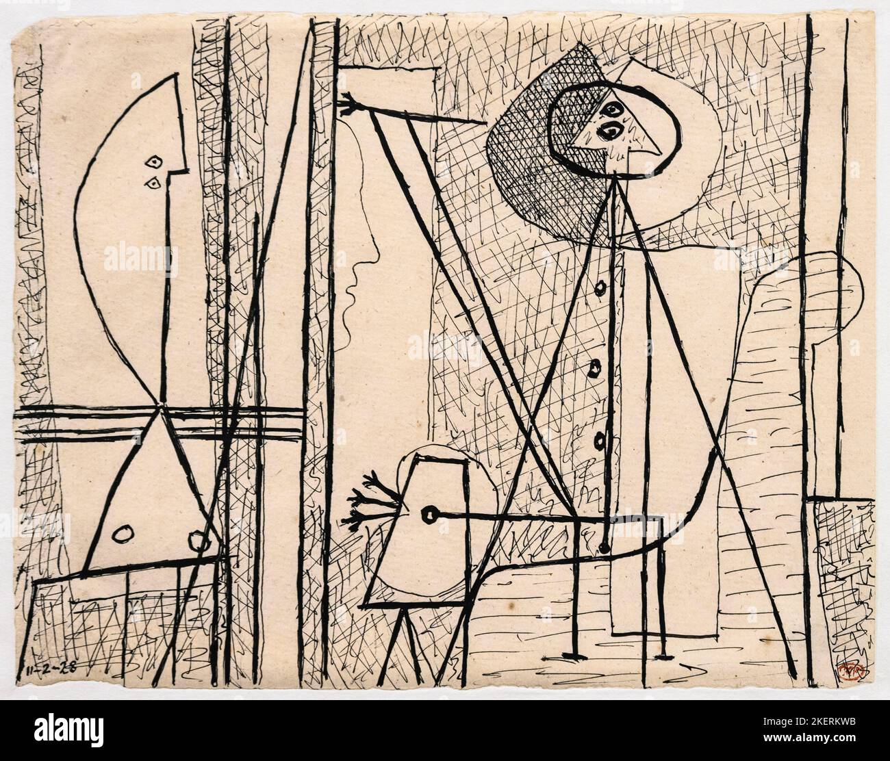 The painter and his model, ink on paper, 1928, by the Spanish artist