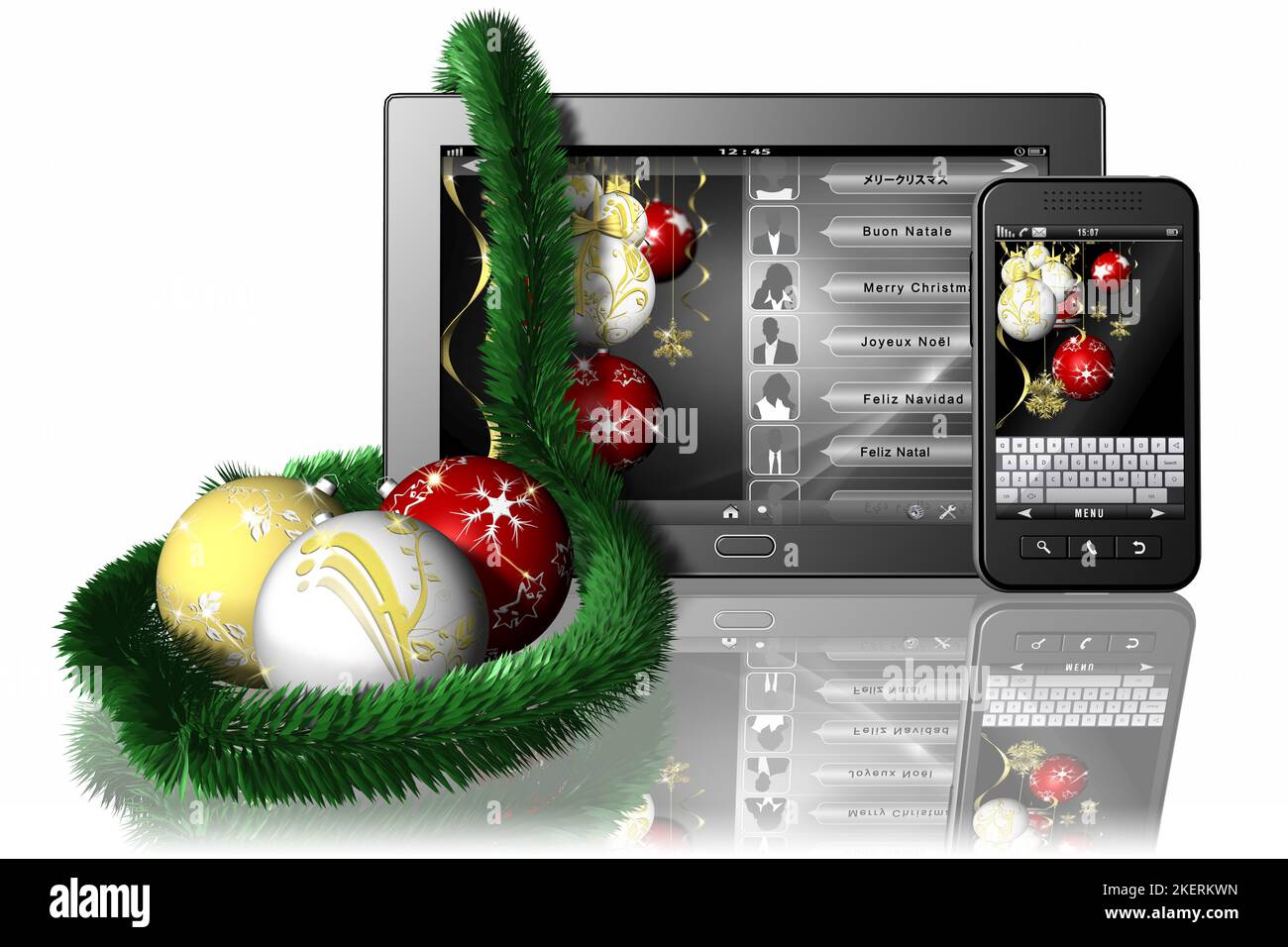 3D illustration. Christmas. Electronics products with Christmas