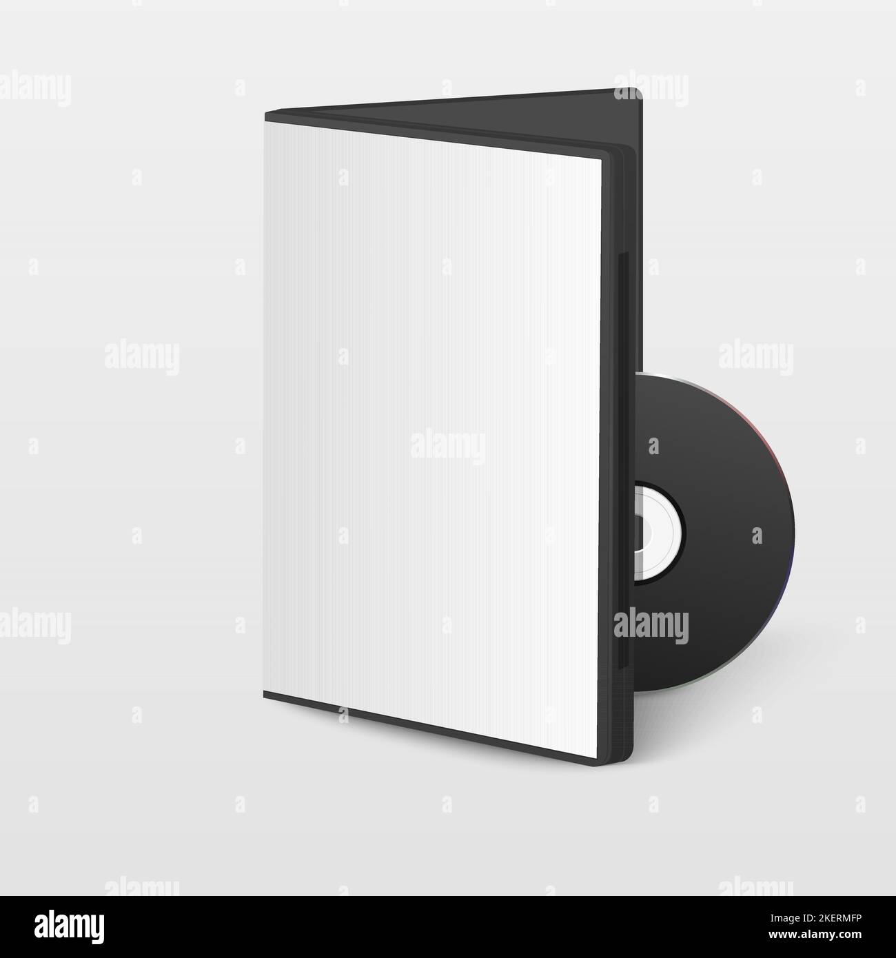 Vector 3d Realistic Black CD, DVD with Paper Cover, Envelope, Case