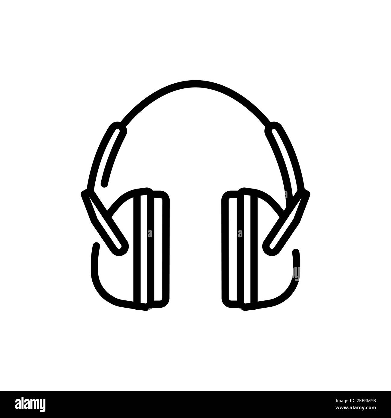 Protective headphones black line icon. Safety earmuffs. Personal