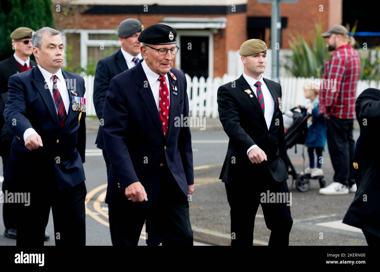 The parade at Kenilworth Remembrance Sunday, Warwickshire, England, UK