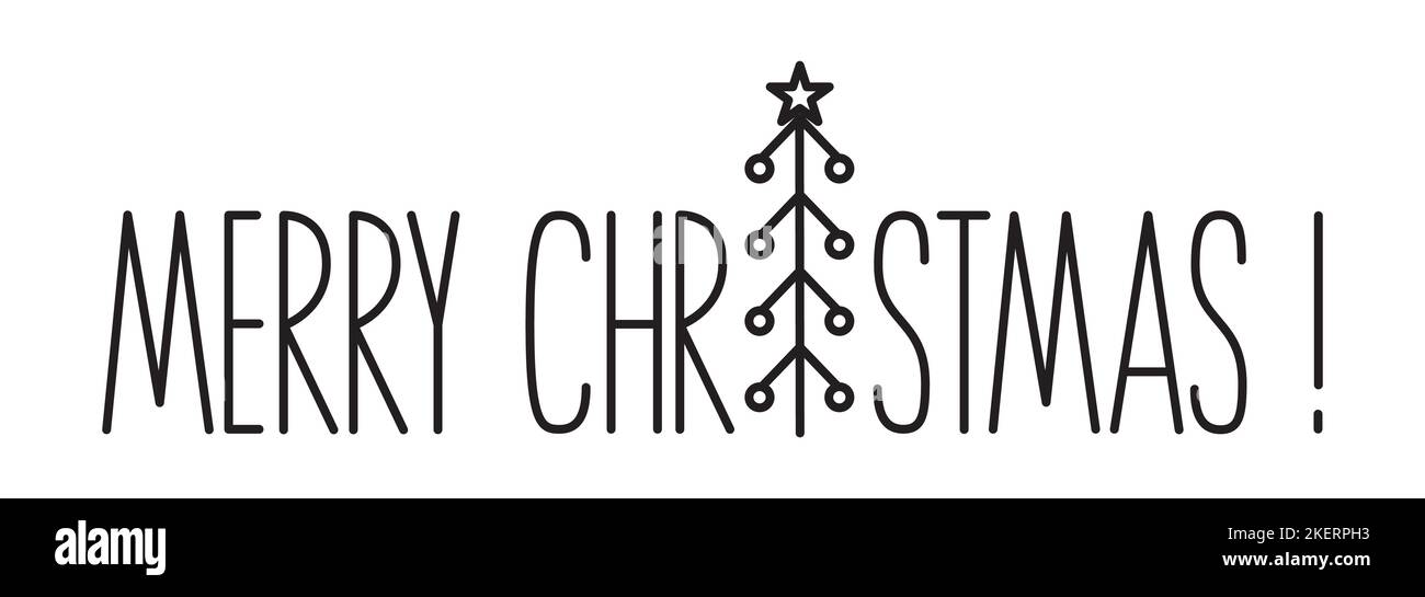 Merry Christmas lettering banner with pine tree Stock Vector Image ...
