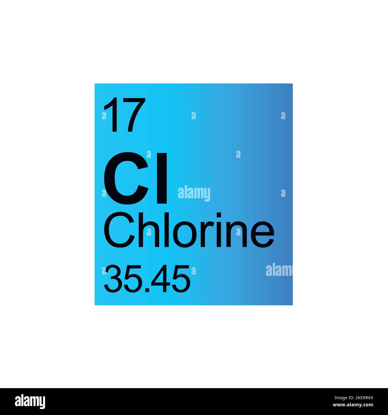 Chlorine chemical element of Mendeleev Periodic Table on blue