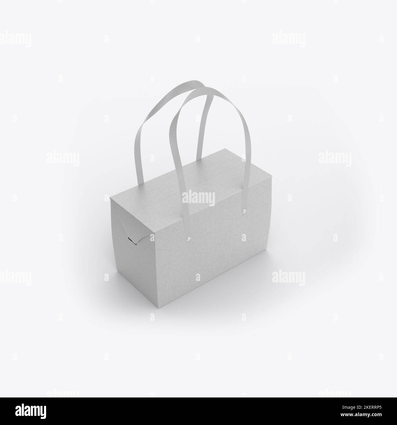 Kraft Box with Handles Mockup. 3D render Stock Photo