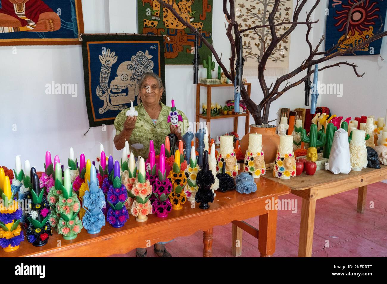 Master candle maker Viviana Alavez Hipolito with some of her wax
