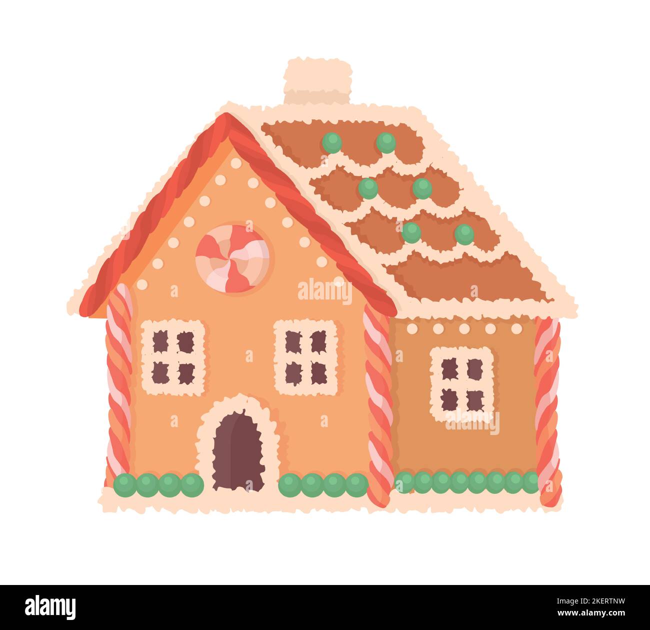 Gingerbread house semi flat color vector object Stock Vector