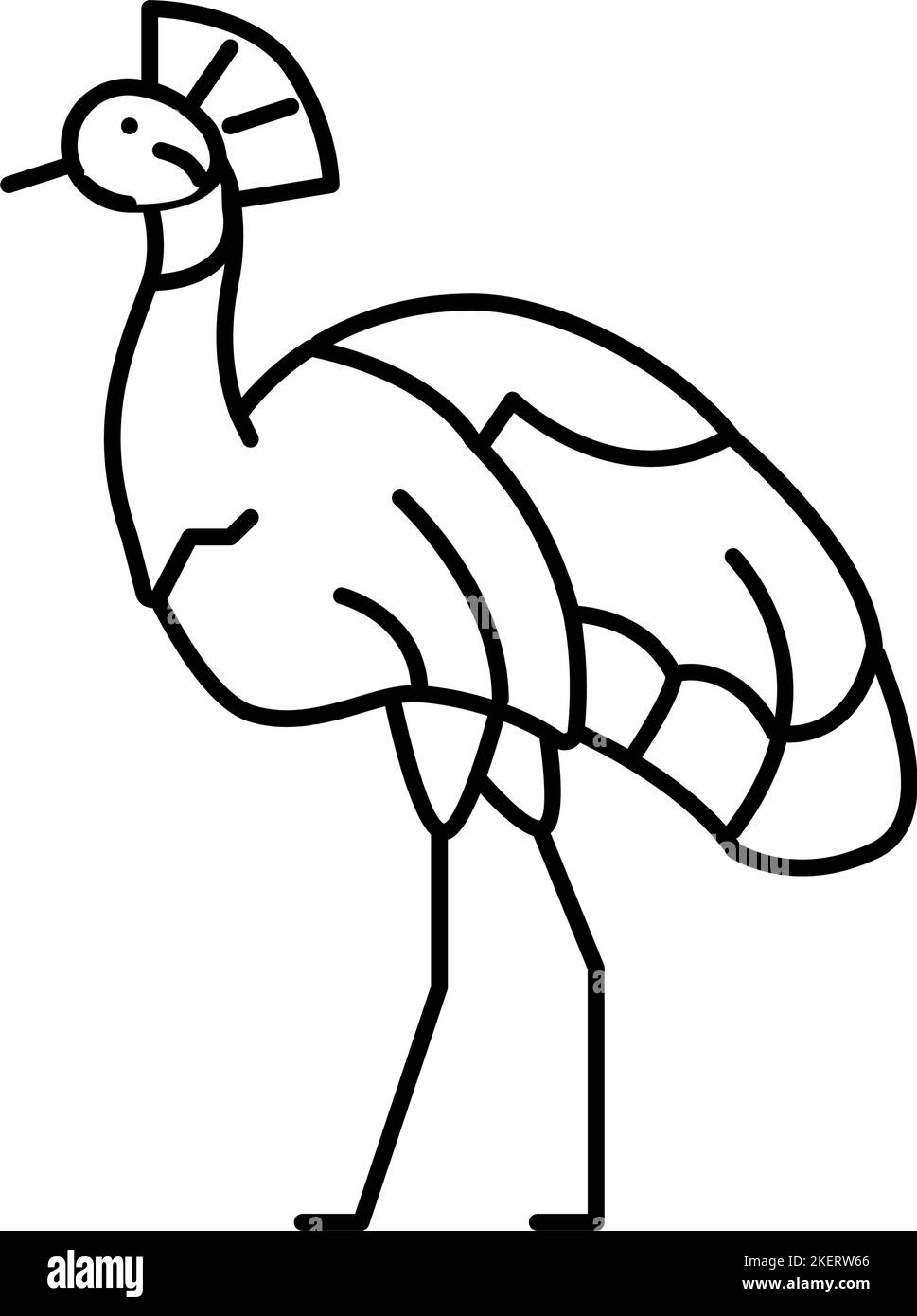african crowned crane bird exotic line icon vector illustration Stock ...