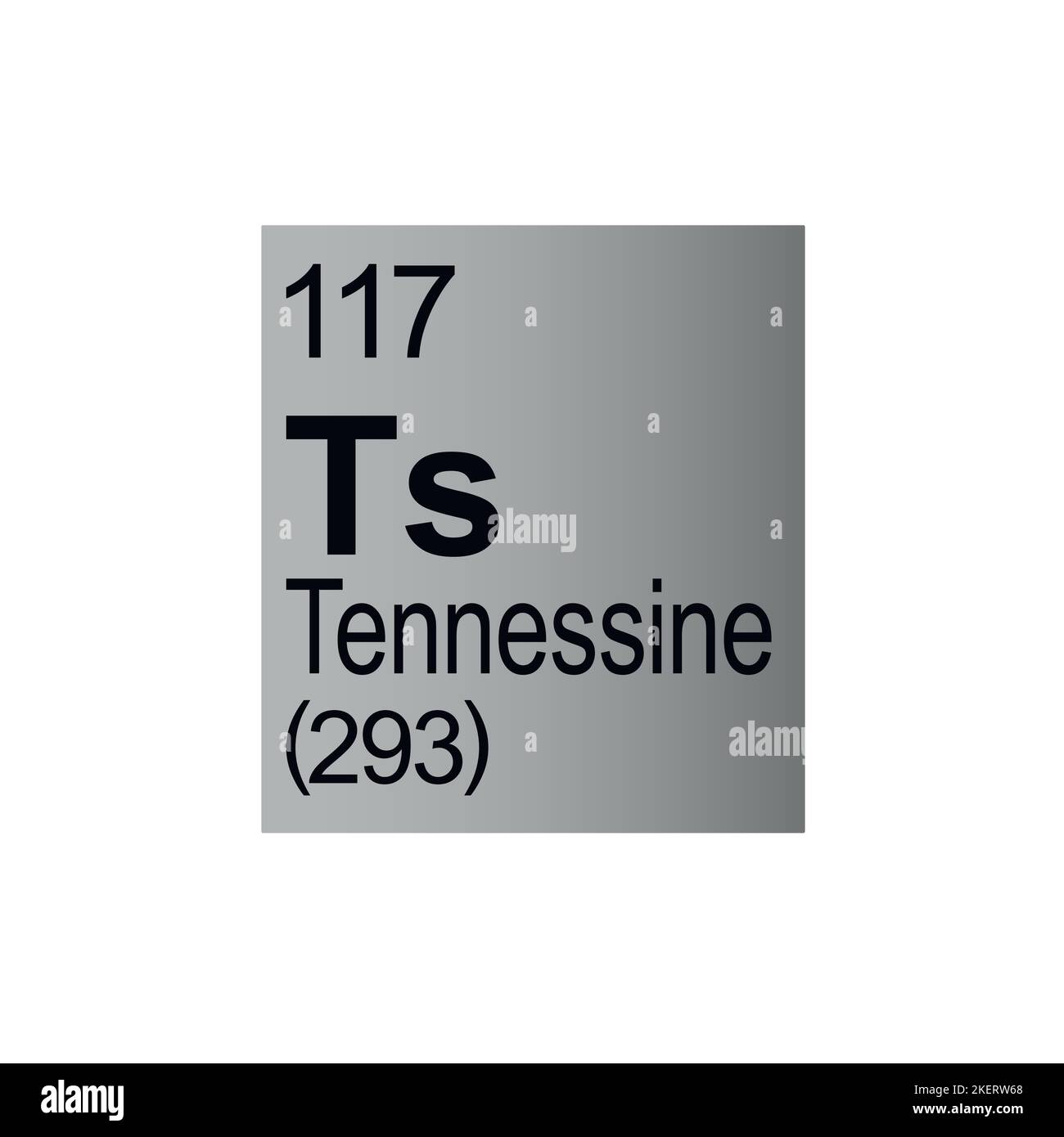 Tennessine chemical element of Mendeleev Periodic Table on grey background. Stock Vector