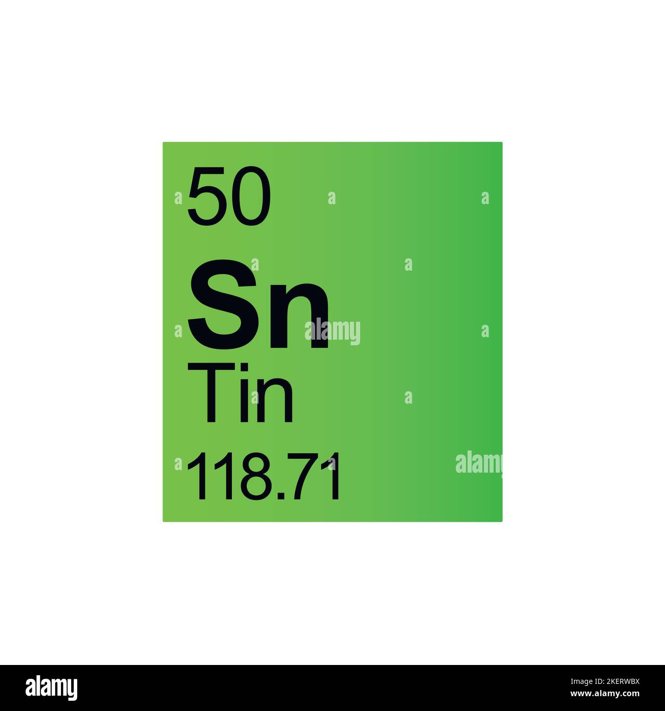 Tin chemical element of Mendeleev Periodic Table on green background