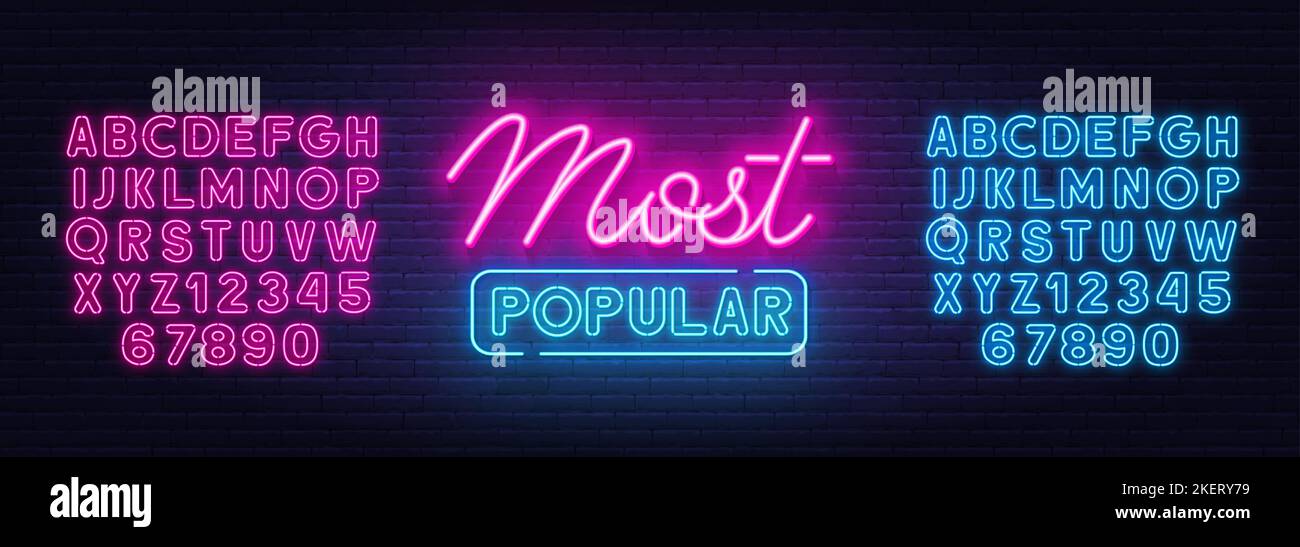 Most Popular neon sign on brick wall background Stock Vector Image & Art Alamy