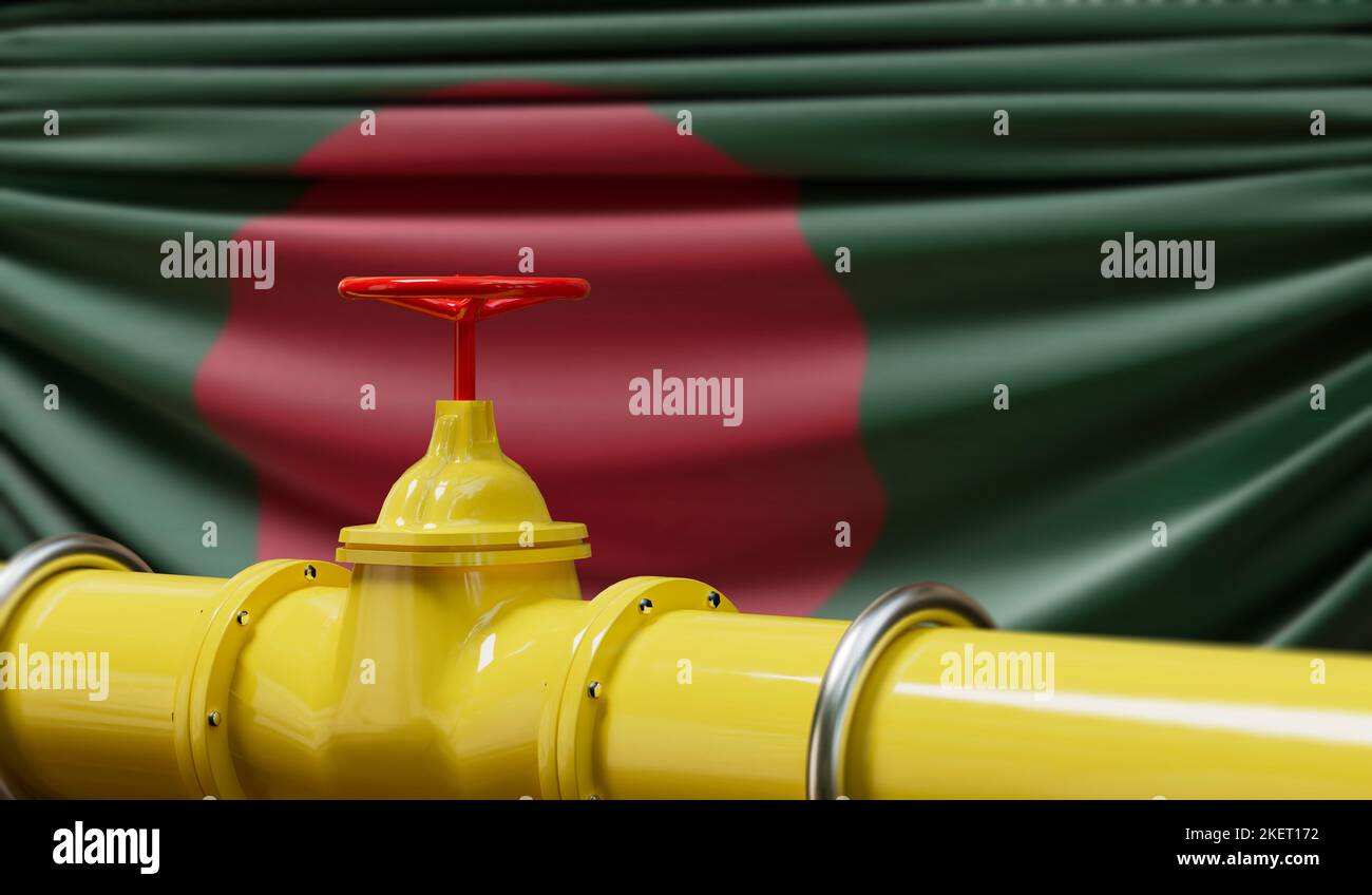 Bangladesh oil and gas fuel pipeline. Oil industry concept. 3D