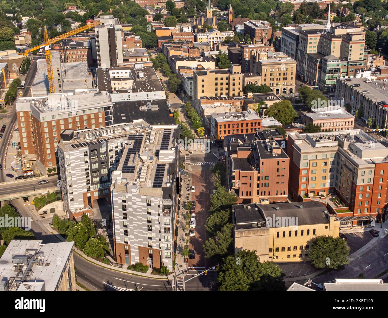 June 26 2022, Early morning aerial summer image of the area surrounding the City of Ithaca, NY, USA Stock Photo