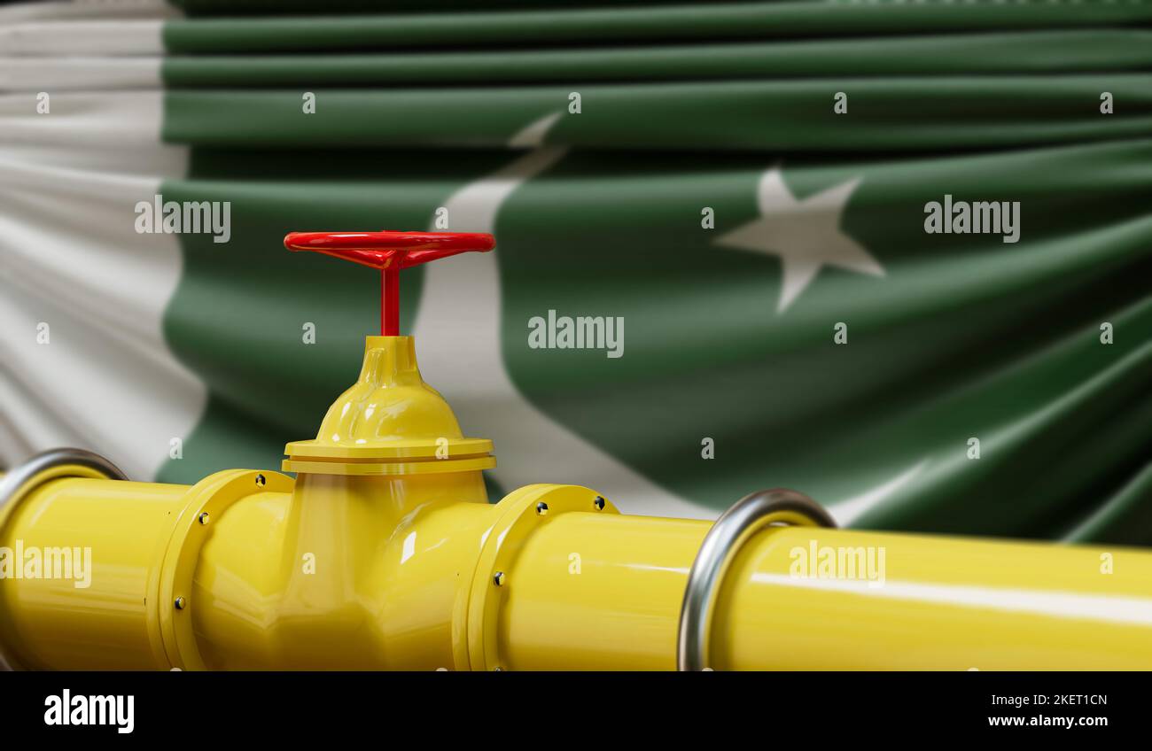 Pakistan oil and gas fuel pipeline. Oil industry concept. 3D Rendering