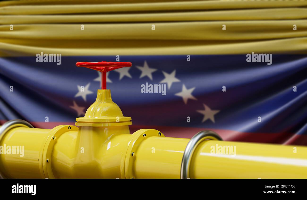 Venezuela oil and gas fuel pipeline. Oil industry concept. 3D Rendering