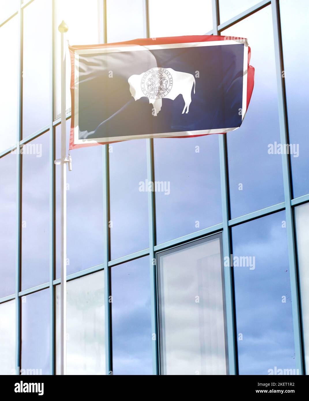 Flag of State of Wyoming on a flagpole Stock Photo