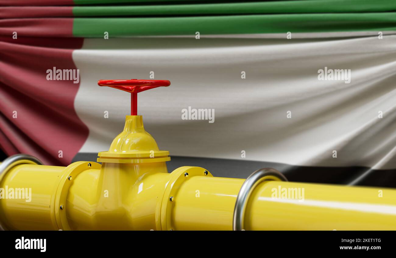 UAE oil and gas fuel pipeline. Oil industry concept. 3D Rendering Stock