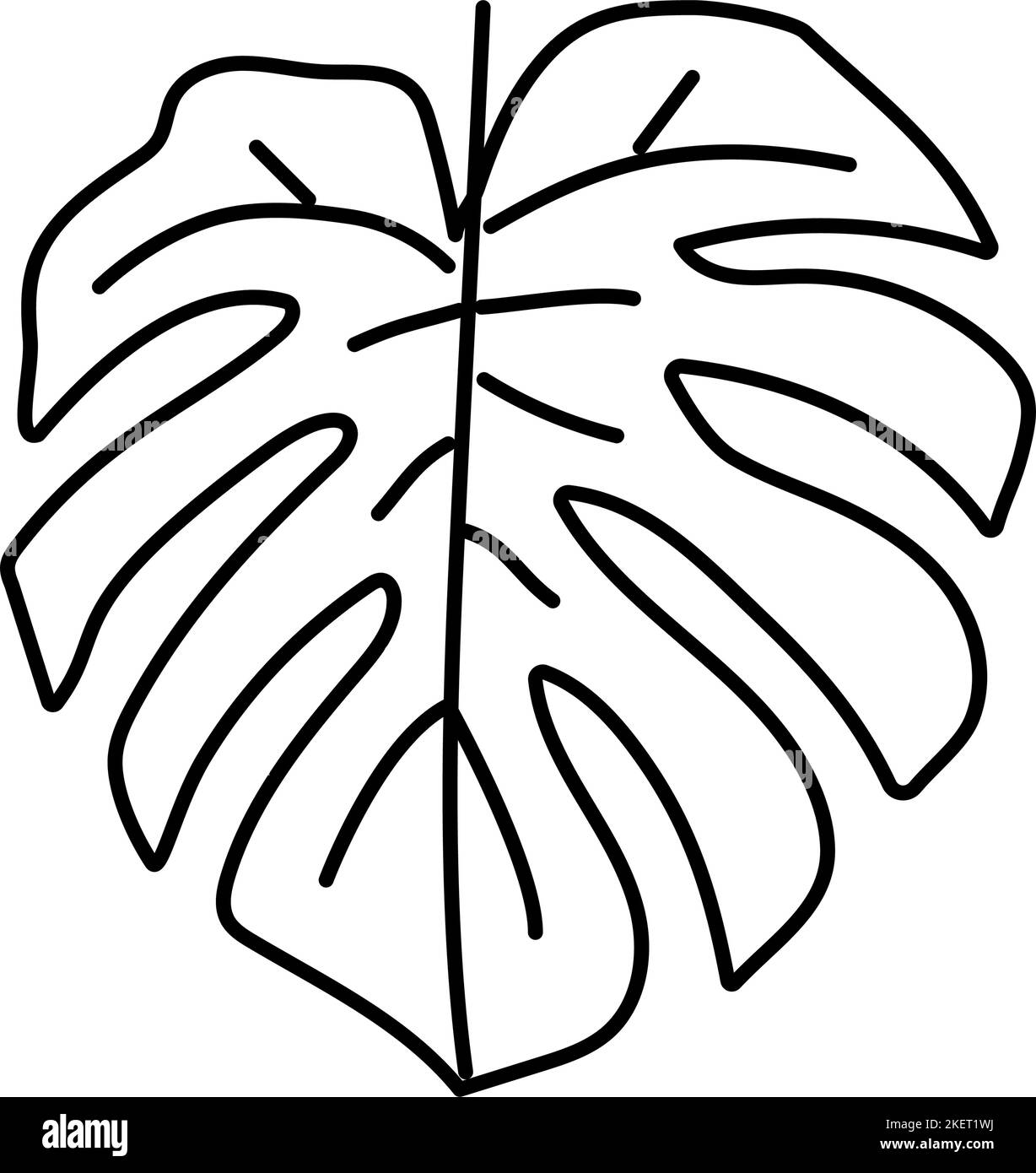 monstera plant leaf line icon vector illustration Stock Vector Image ...