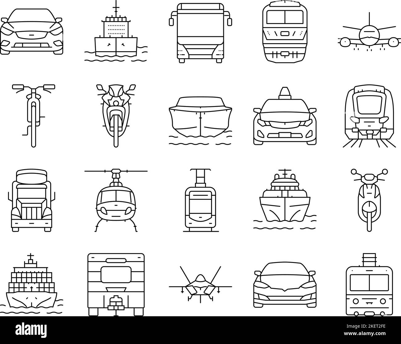 transport truck car vehicle ship icons set vector Stock Vector Image ...