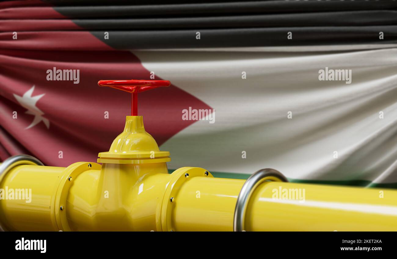 Jordan oil and gas fuel pipeline. Oil industry concept. 3D Rendering