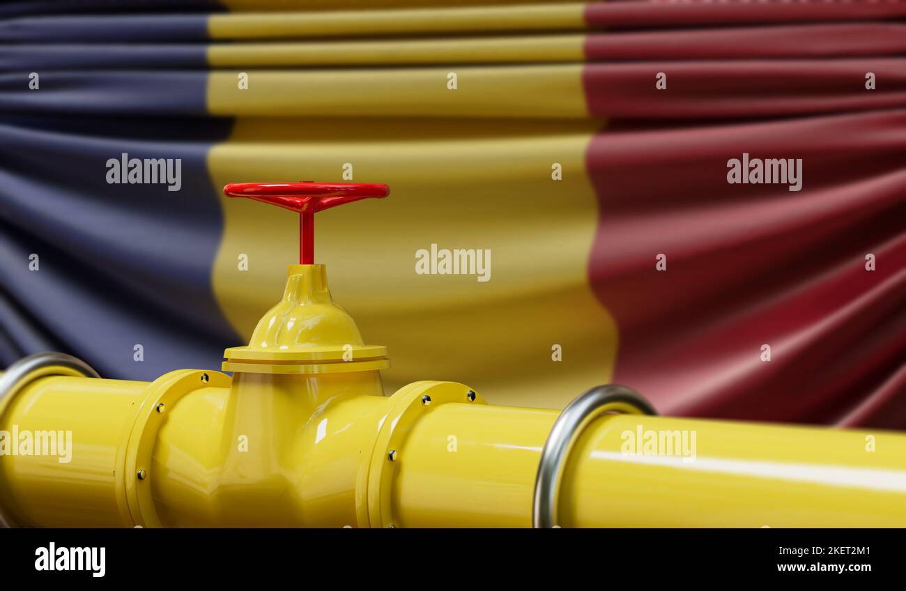 Romania oil and gas fuel pipeline. Oil industry concept. 3D Rendering