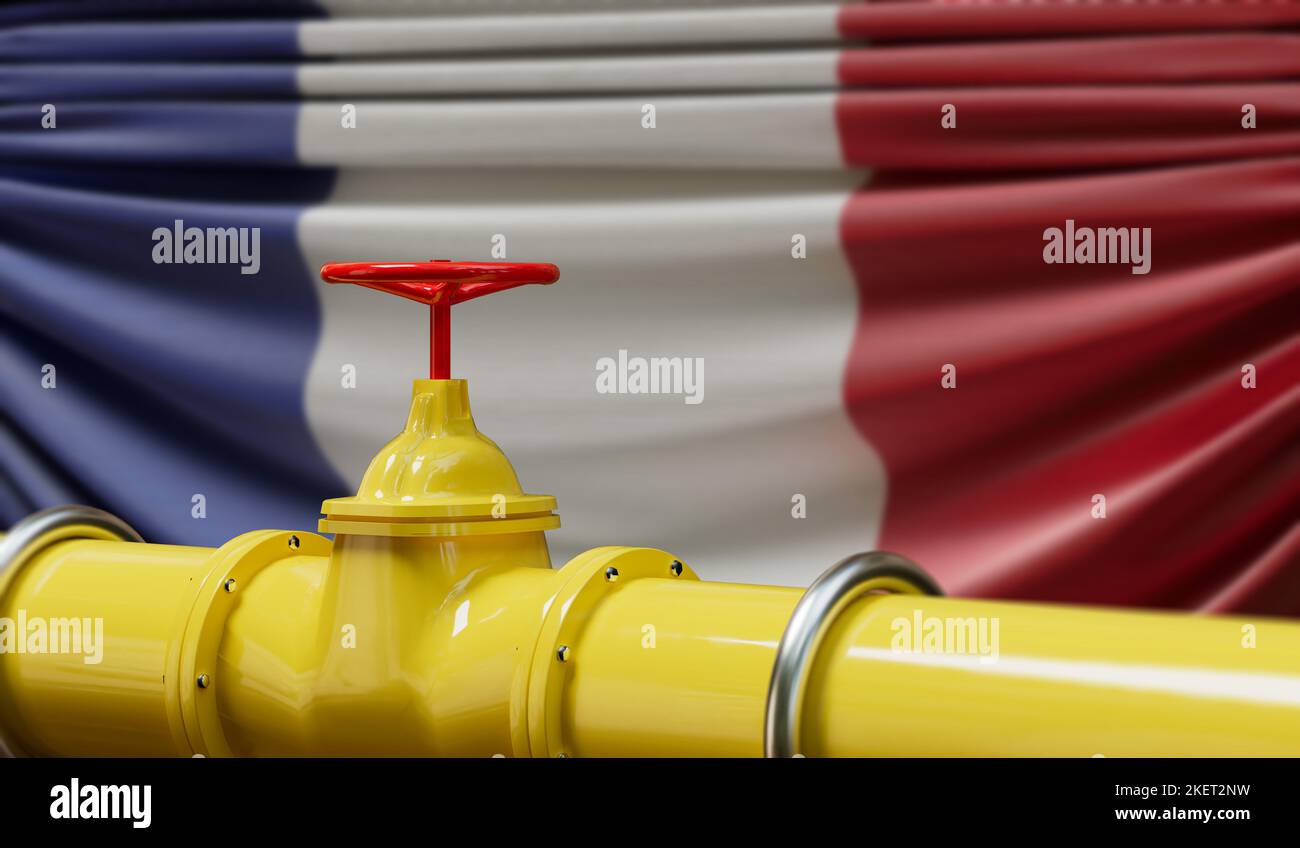 France oil and gas fuel pipeline. Oil industry concept. 3D Rendering