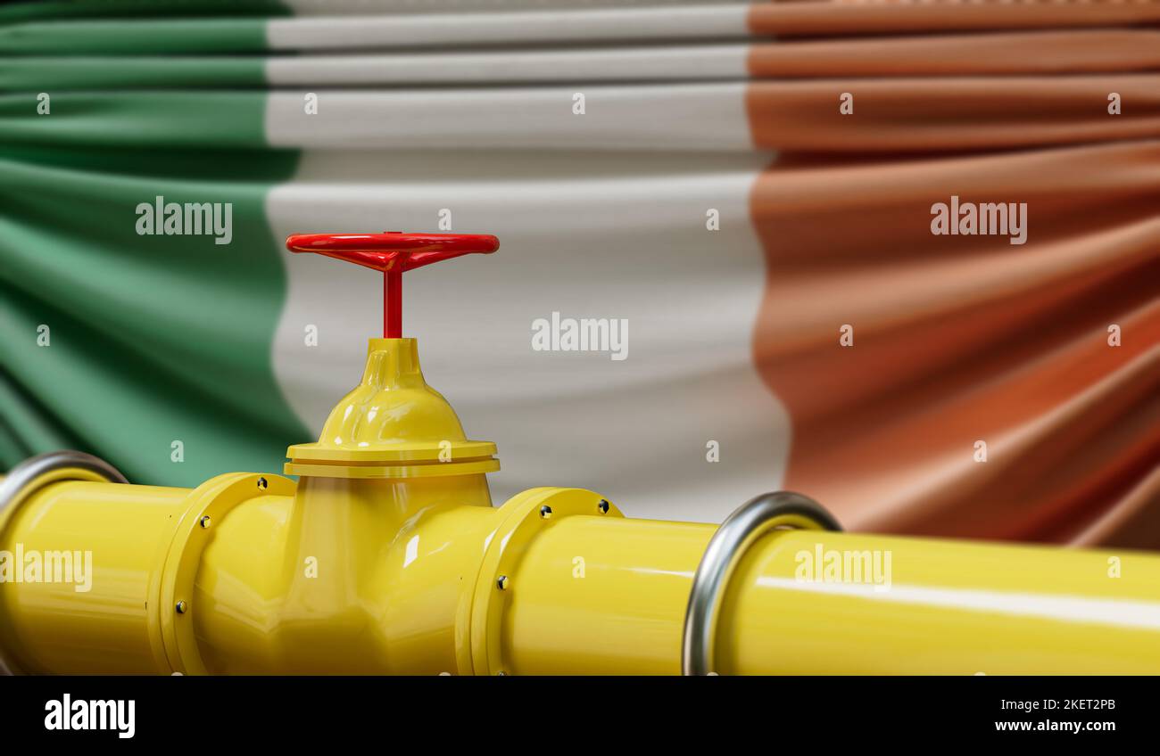 Ireland oil and gas fuel pipeline. Oil industry concept. 3D Rendering