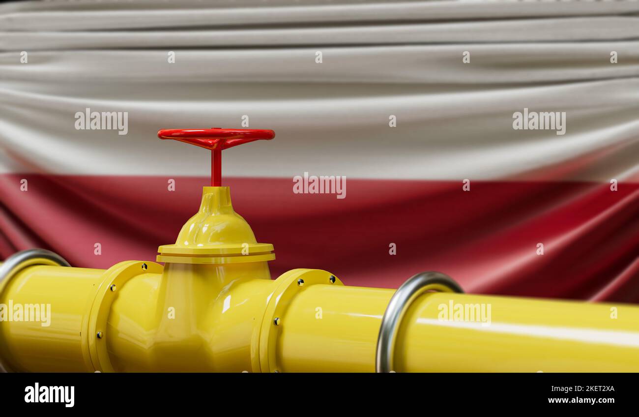 Poland oil and gas fuel pipeline. Oil industry concept. 3D Rendering