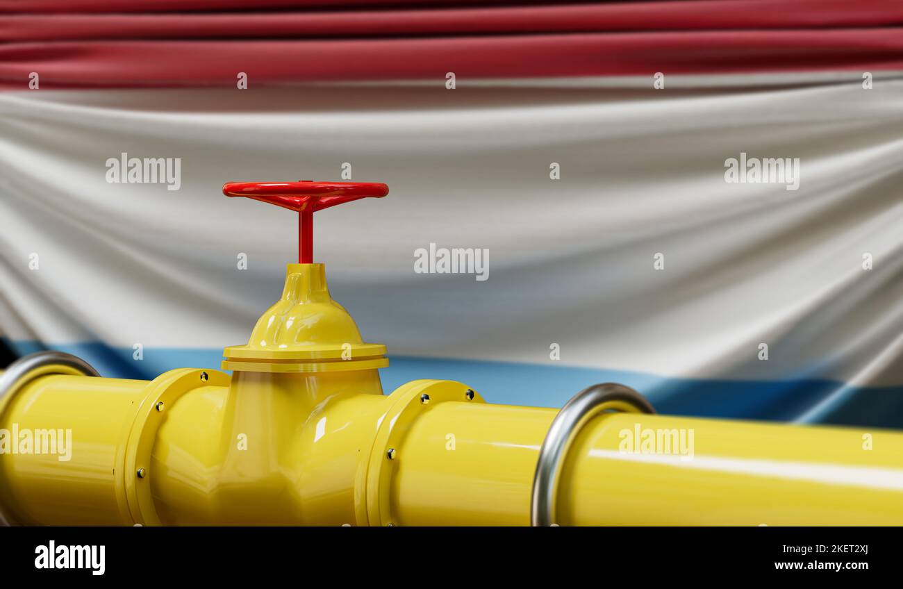 Luxembourg oil and gas fuel pipeline. Oil industry concept. 3D