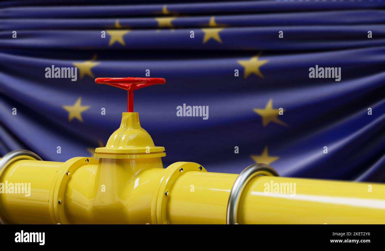 European Union oil and gas fuel pipeline. Oil industry concept. 3D