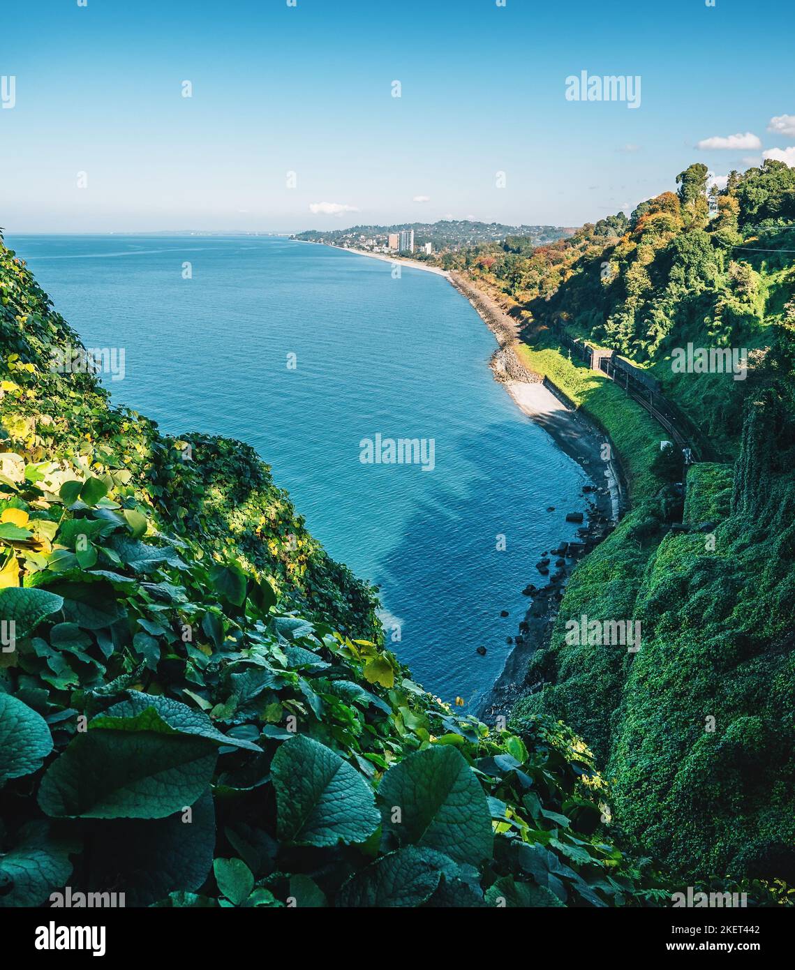 Batumi Botanical Garden, View to Black Sea and railroad
