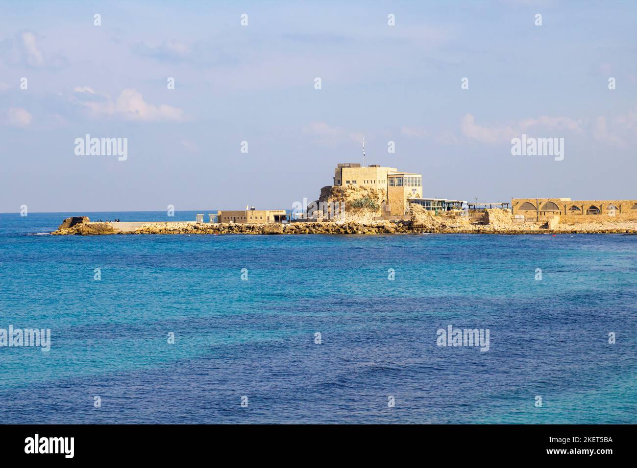 November 2022, The bay at Herod's Harbour that forms part of Caeserea Maritima on the Mediterranean Coast of Israel. This is a magnificent landmark Stock Photo