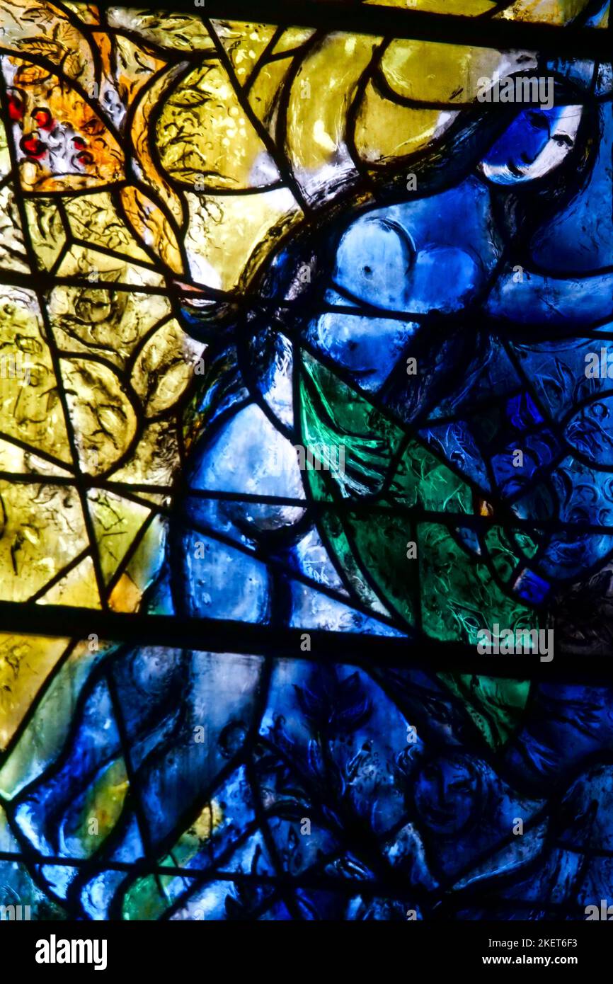 Stained glass windows by Marc Chagall Metz, Cathedral, Moselle, Lorraine, Grand Est region, France Stock Photo
