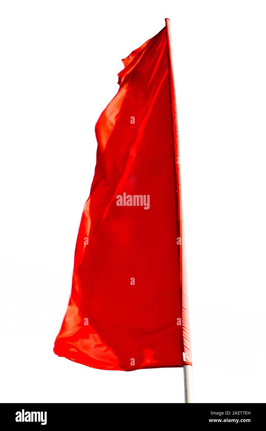 Red flag long vertical shape isolated on white background Stock Photo