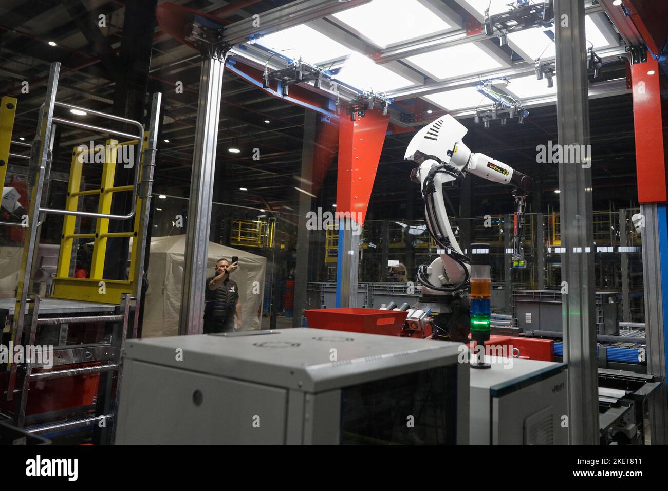 Bucharest, Romania - November 7, 2022: Automated robot  in an e-commerce and delivery company. Stock Photo