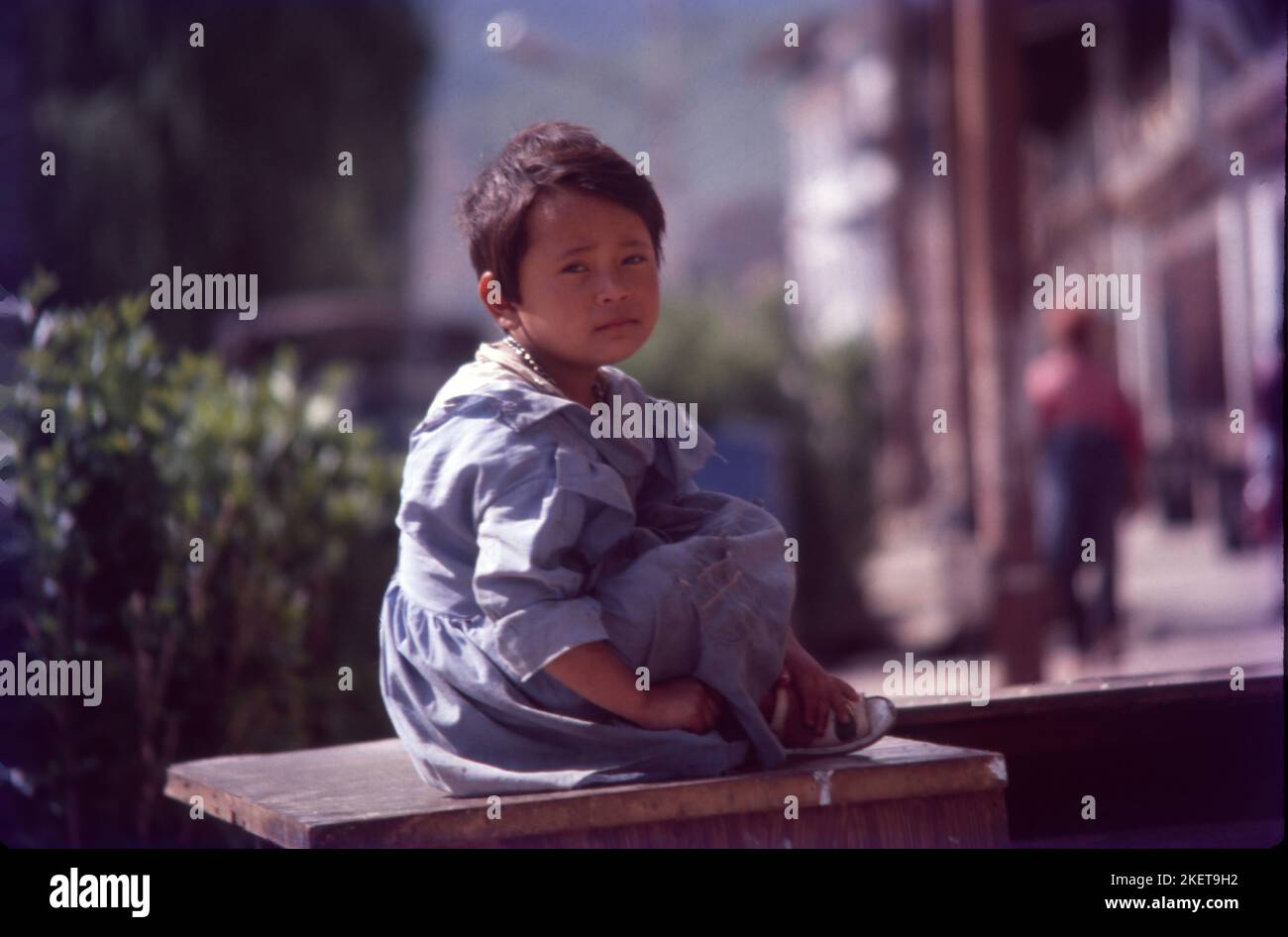 Child Thinking, Thimpu, Bhutan, Asia Stock Photo