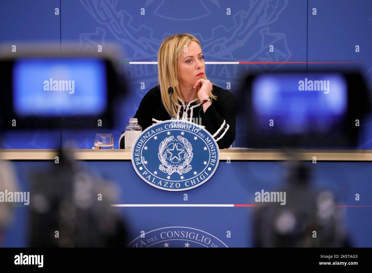 Italy, Rome, November 11, 2022 : Prime Minister Giorgia Meloni meets the press after the Council of Ministers   Photo Remo Casilli/Sintesi/Alamy Stock Stock Photo