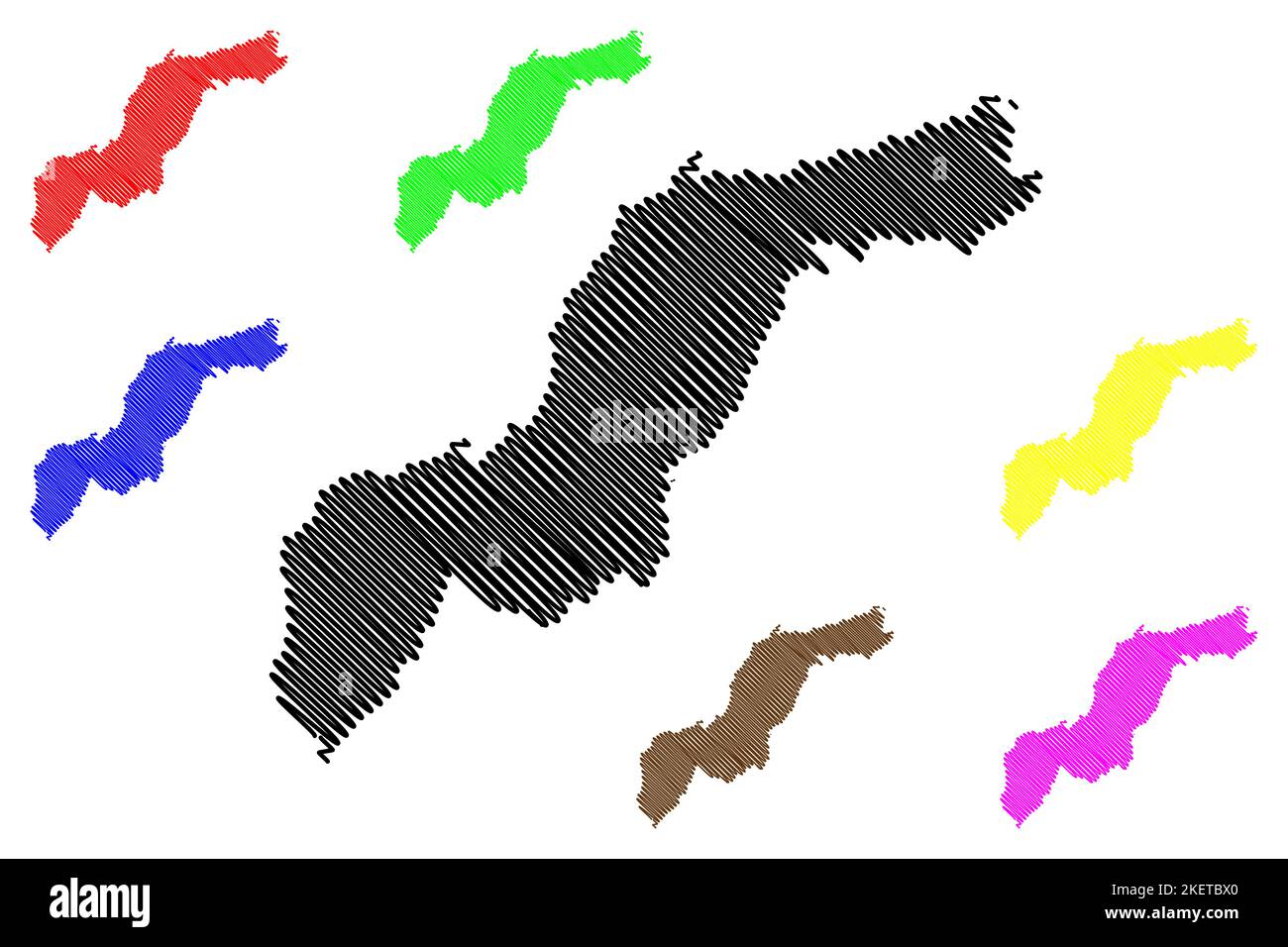 Levant island (French Republic, France) map vector illustration, scribble sketch Ile du Levant or Le Levant map Stock Vector