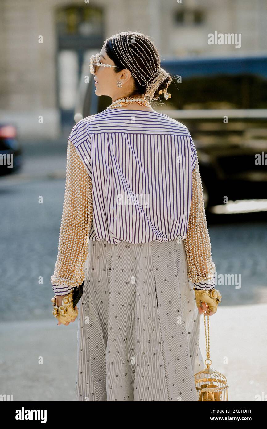Street style, Snehal Babani arriving at Chanel Spring Summer 2023 show ...