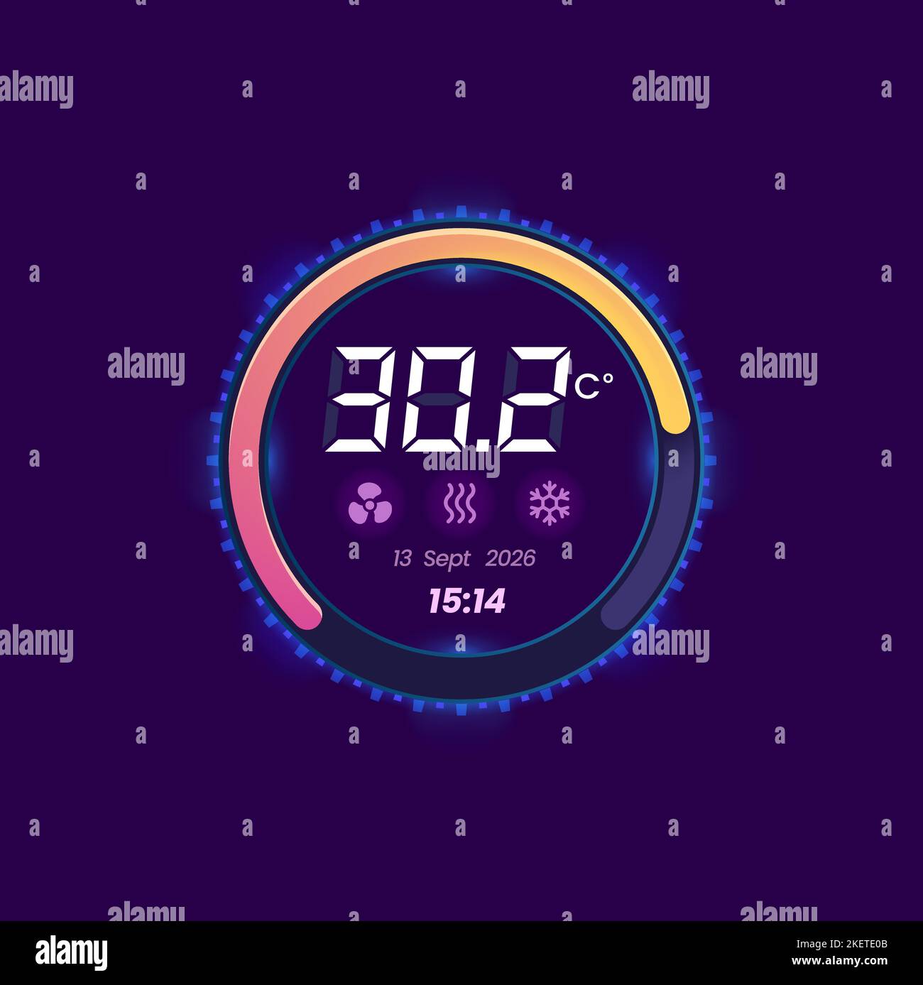 Thermostat thermometer temperature control dial. Conditioning equipment, home climate control