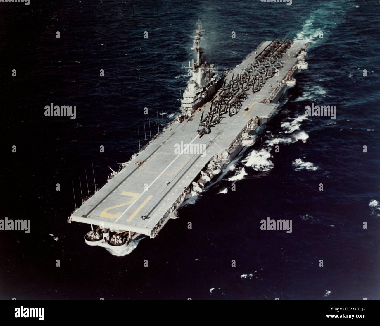 USS Hornet aircraft carrier, aerial view Stock Photo - Alamy