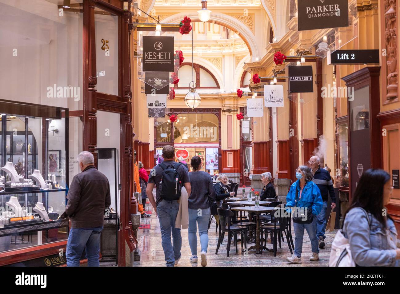 The Block Arcade in Bourke Street Melbourne,Victoria with shoppers