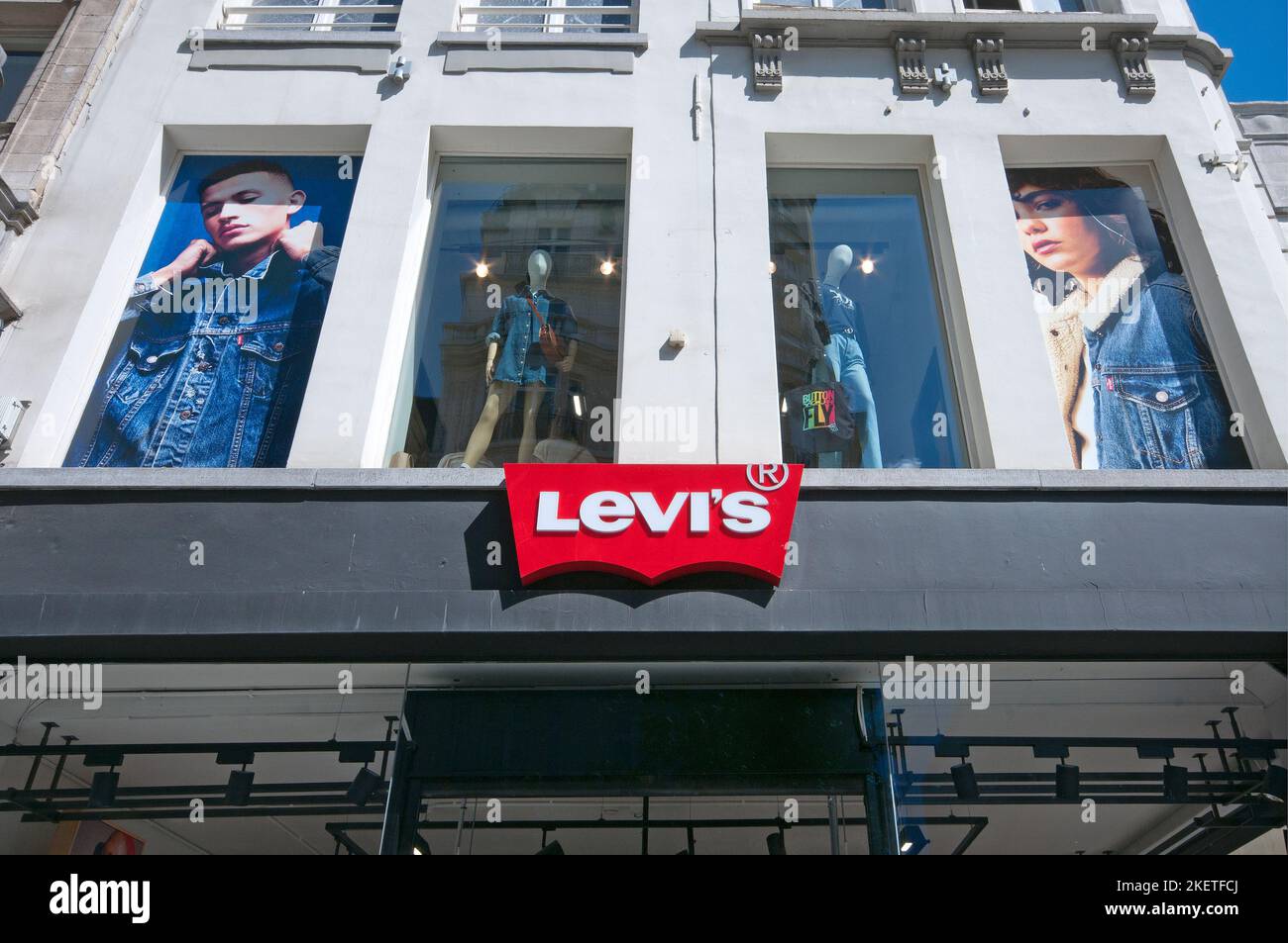 Levi's clothing store, Meir Street, Antwerp (Flanders), Belgium Stock Photo