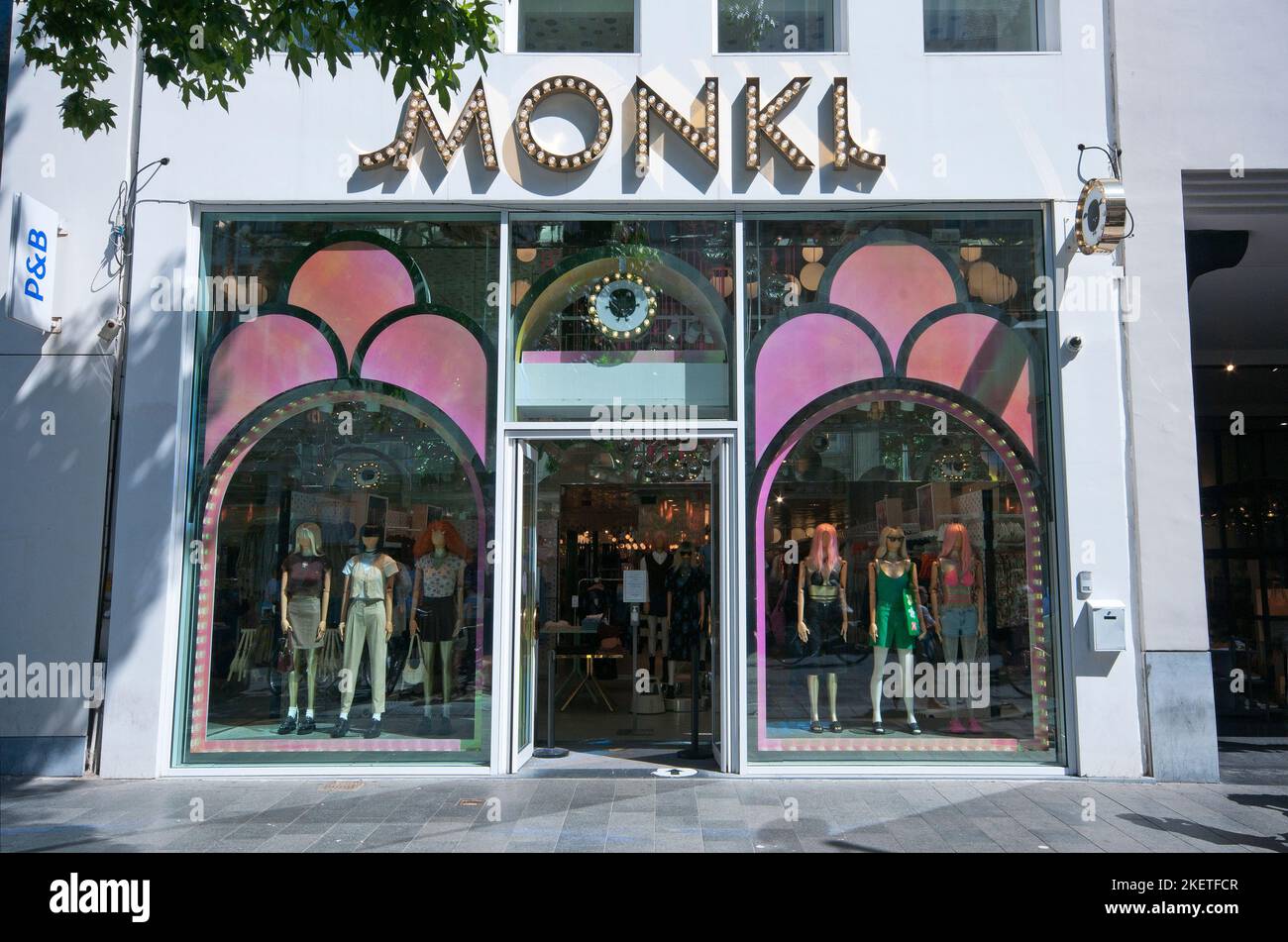 Monki woman's clothing store, Meir Street, Antwerp (Flanders), Belgium Stock Photo